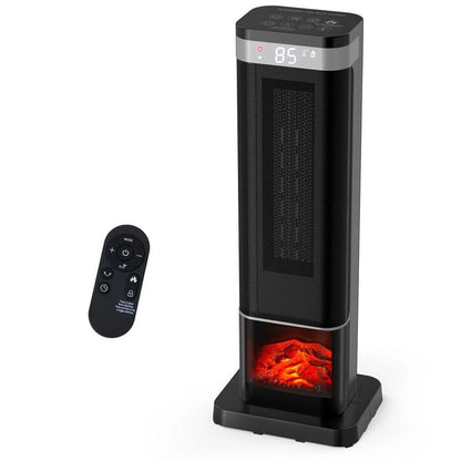 23Inch Indoor Space Heater with Color Changing Lights, 1500W Portable Oscillating Heater with 12H Timer, 3 Modes & Remote Control, Tip-Over & Overheat Protection for Office, Bedroom