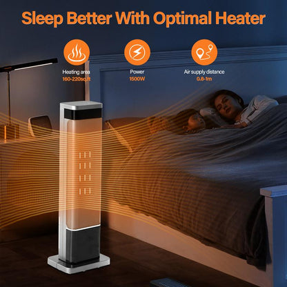 23Inch Indoor Space Heater with Color Changing Lights, 1500W Portable Oscillating Heater with 12H Timer, 3 Modes & Remote Control, Tip-Over & Overheat Protection for Office, Bedroom