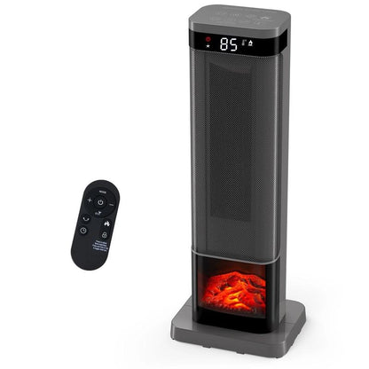 23Inch Indoor Space Heater with Color Changing Lights, 1500W Portable Oscillating Heater with 12H Timer, 3 Modes & Remote Control, Tip-Over & Overheat Protection for Office, Bedroom